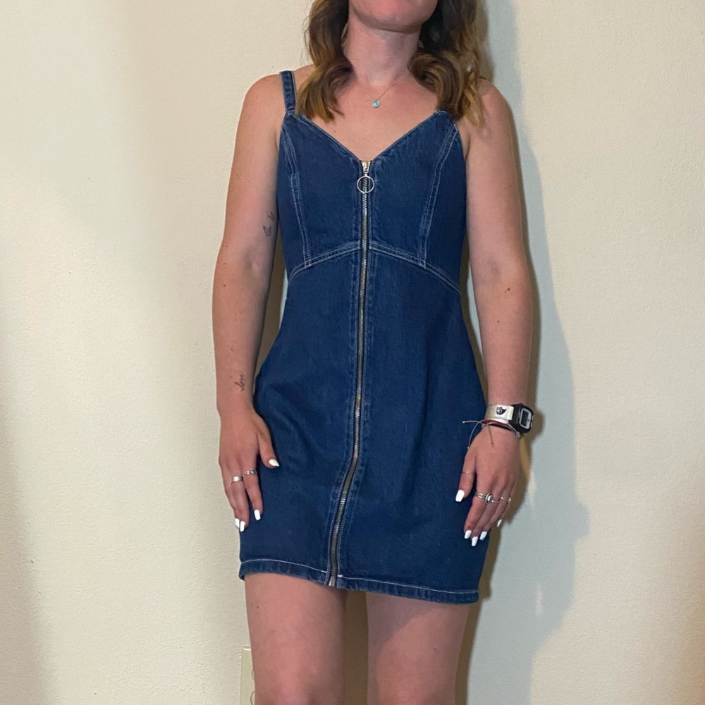 Top shop denim zip up dress